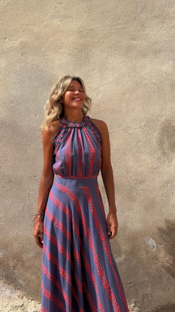 NADIN  vestido largo, azul/rosa