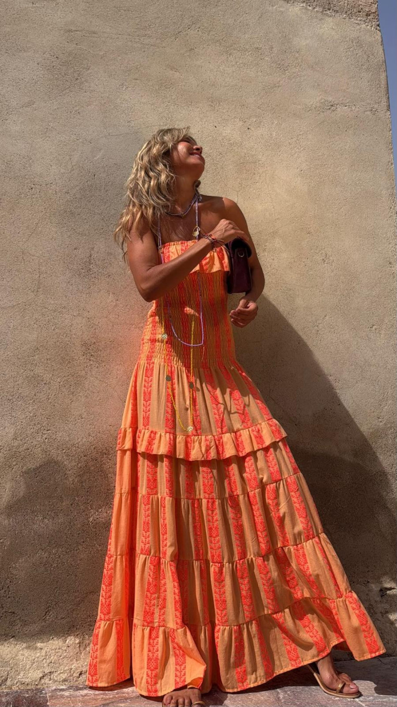 TELMO vestido largo, melocotón/naranja