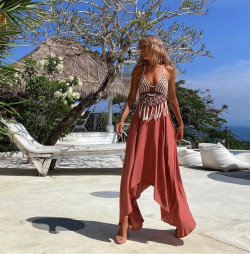 CHINITA vestido asimétrico, rosa viejo