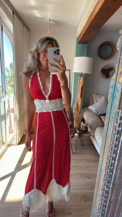 FREYA vestido largo, rojo