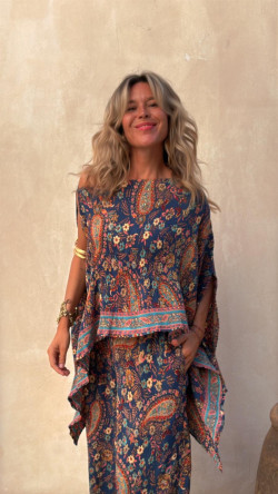 PASLEY Conjunto plisado, azul estampado