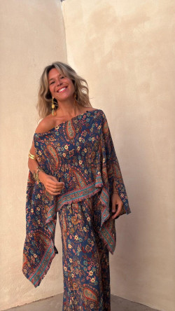 PASLEY Conjunto plisado, azul estampado