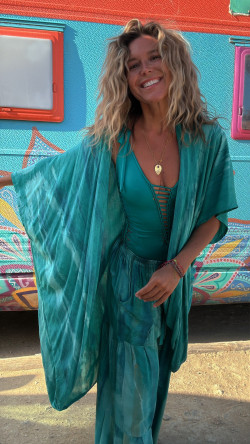 METIA caftán tie turquesa