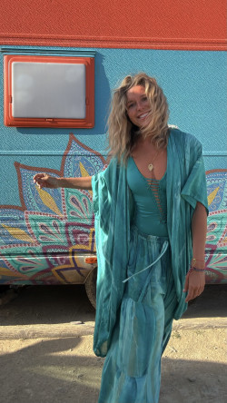 METIA caftán tie turquesa