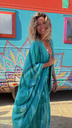 METIA caftán tie turquesa