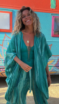 METIA caftán tie turquesa