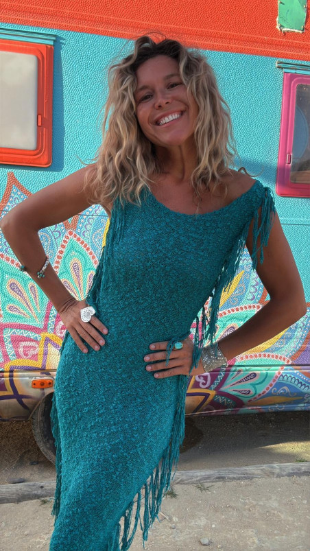 STELAN vestido largo de punto, turquesa