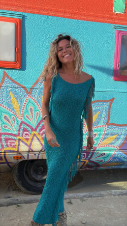 STELAN vestido largo de punto, turquesa