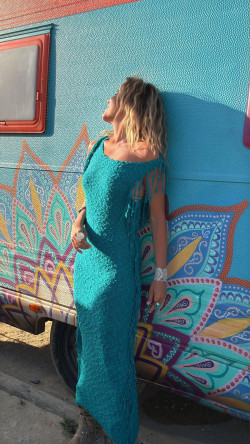 STELAN vestido largo de punto, turquesa