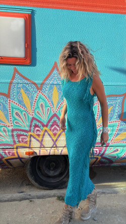 STELAN vestido largo de punto, turquesa