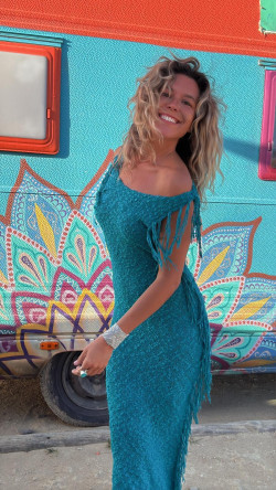 STELAN vestido largo de punto, turquesa