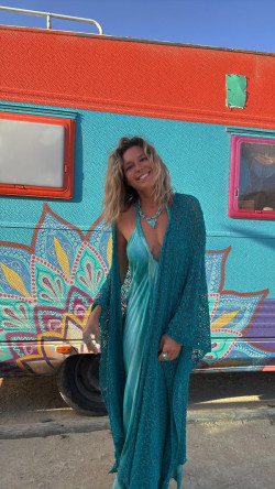 PERAL vestido picos, tie turquesa