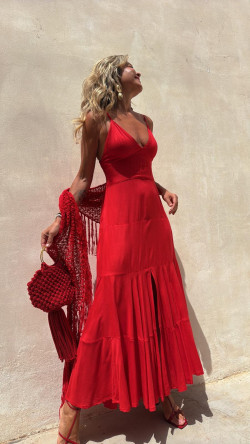 ANGELA vestido largo, rojo