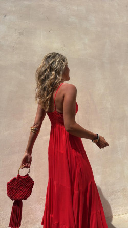 ANGELA vestido largo, rojo