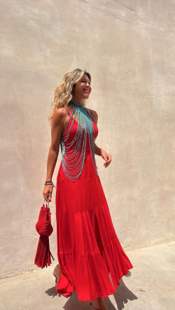 ANGELA vestido largo, rojo