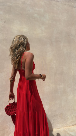 ANGELA vestido largo, rojo