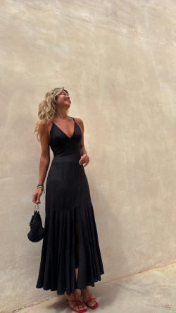 ANGELA vestido largo, negro