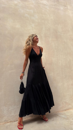 ANGELA vestido largo, negro