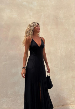 ANGELA vestido largo, negro