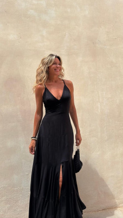 ANGELA vestido largo, negro