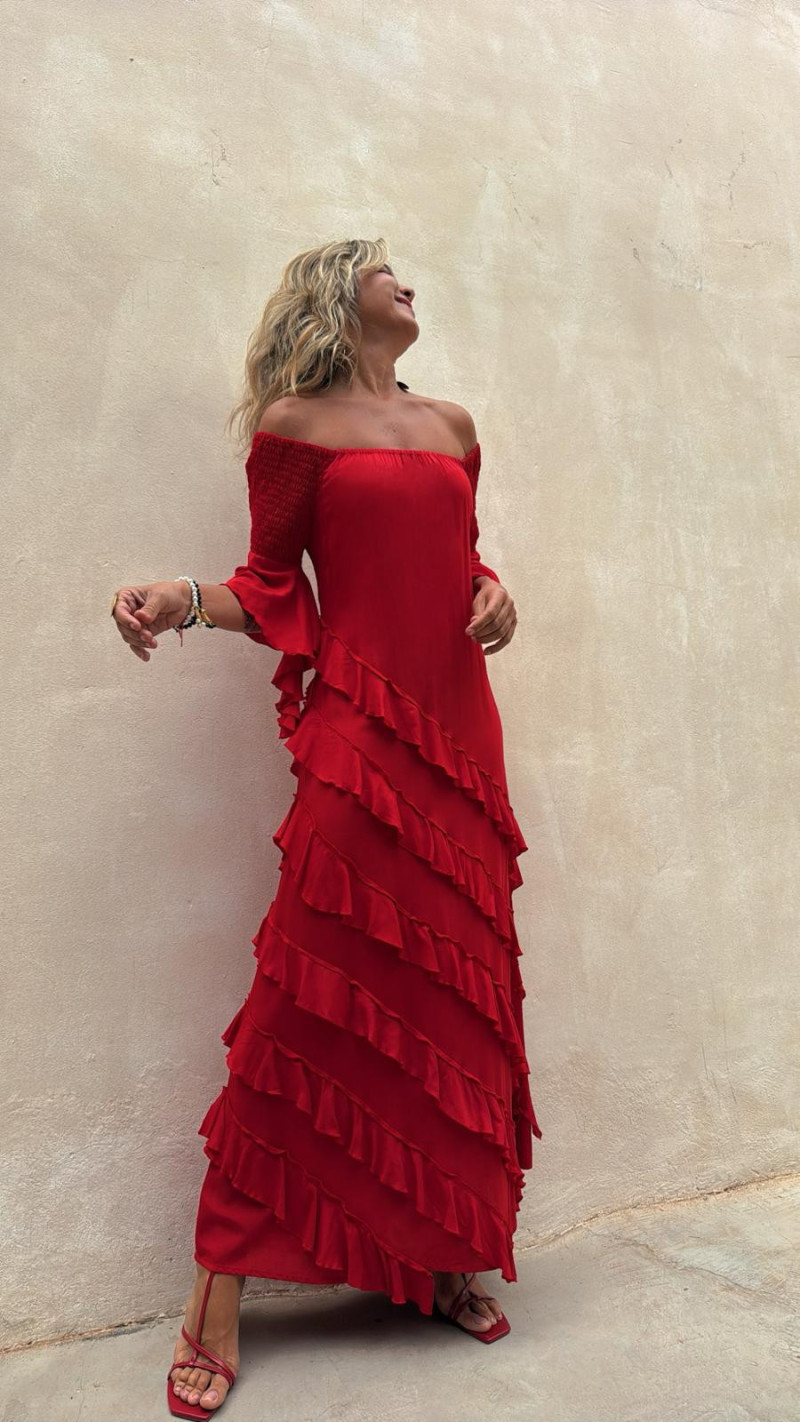 VERITAS rojo, vestido largo