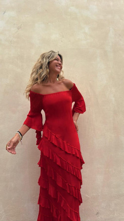 VERITAS rojo, vestido largo