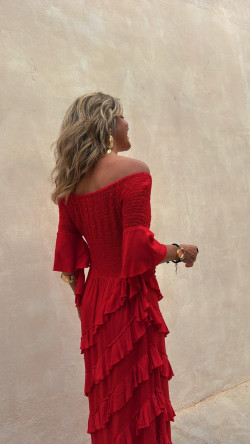 VERITAS rojo, vestido largo