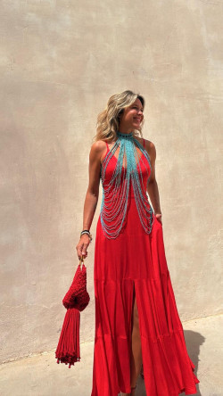 ANGELA vestido largo, rojo