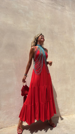 ANGELA vestido largo, rojo