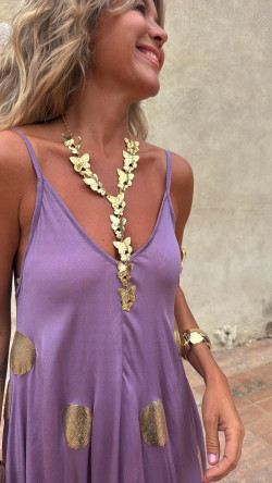 ANSELMO vestido largo, malva/dorado