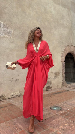 GADIEL caftán, coral/dorado