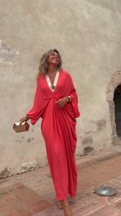 GADIEL caftán, coral/dorado