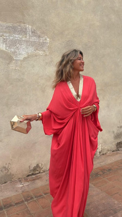 GADIEL caftán, coral/dorado