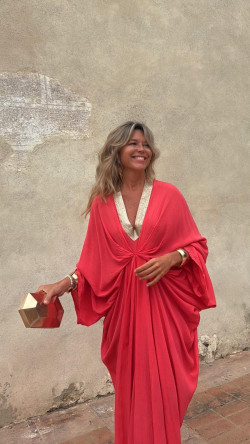 GADIEL caftán, coral/dorado