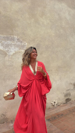 GADIEL caftán, coral/dorado