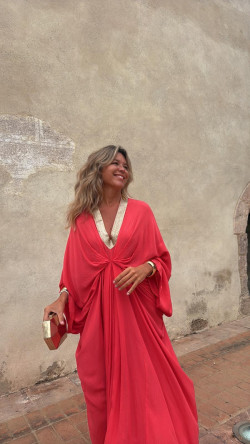 GADIEL caftán, coral/dorado