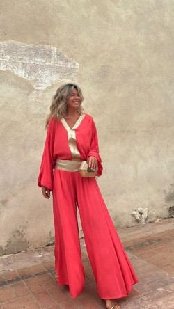 SACHA pantalón, coral/dorado