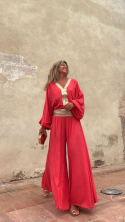 SACHA pantalón, coral/dorado