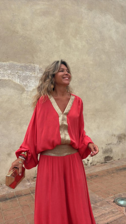 SACHA pantalón, coral/dorado