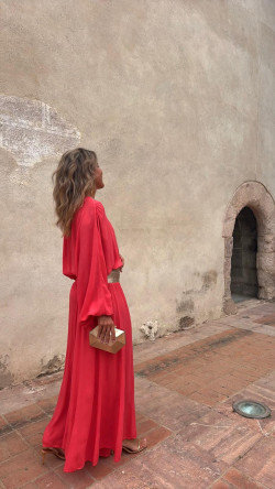 MARIFE blusa, coral/dorada