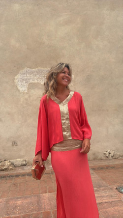 HADES blusa, coral/dorado