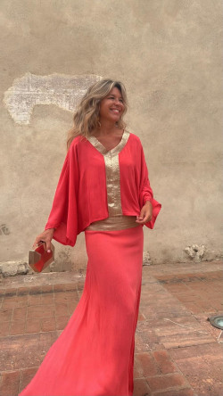 HADES blusa, coral/dorado