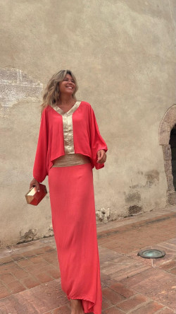 HADES blusa, coral/dorado