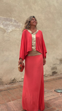 HADES blusa, coral/dorado