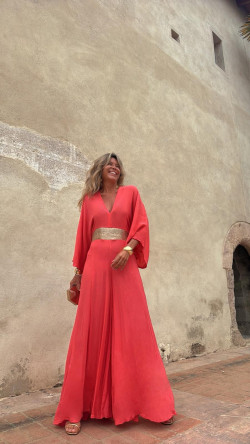 EDRIAN mono largo, coral/dorado