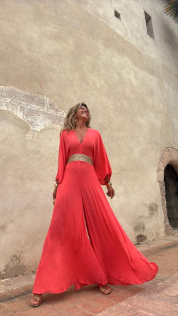 EDRIAN mono largo, coral/dorado