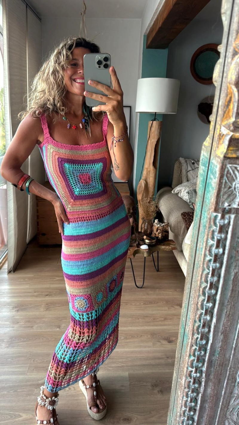 DADO vestido crochet multicolor