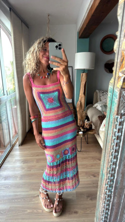 DADO vestido crochet multicolor