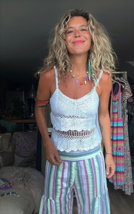 PURE top crochet blanco