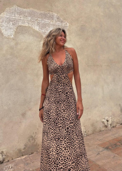 LUPE vestido largo, leopardo